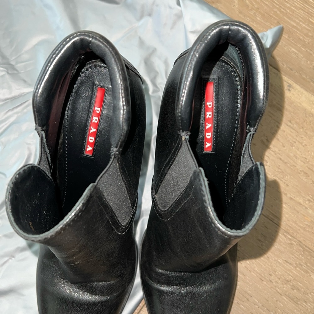 Prada Leather Black Booties | Sz 39.5 - Picture 6 of 8